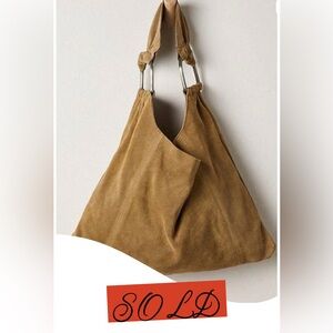 Free People Bobbi Slouch Suede Tote In Color  Sand NWT